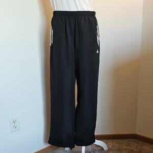 Adidas Black Track Pants with White Stripes